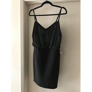 NWT~Teeze Me Black & Silver Glitter Blouson Top Strappy Mini Dress Jr Size 11/12